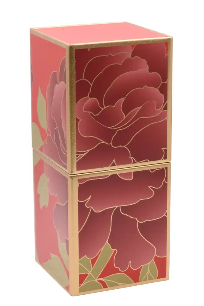 Boîte à thé "PIVOINE" rouge