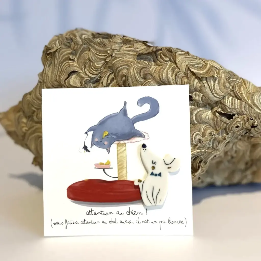 Broche "ACCROCHE-COEUR" - Attention au Chien