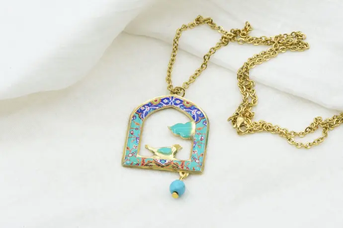 Pendentif sur chaîne "YALDA" SIIN turquoise