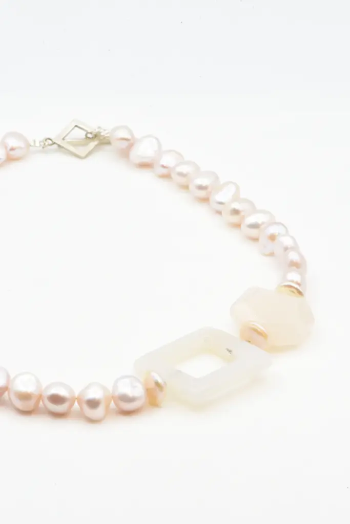 Collier de perle - "Géométrie" quartz