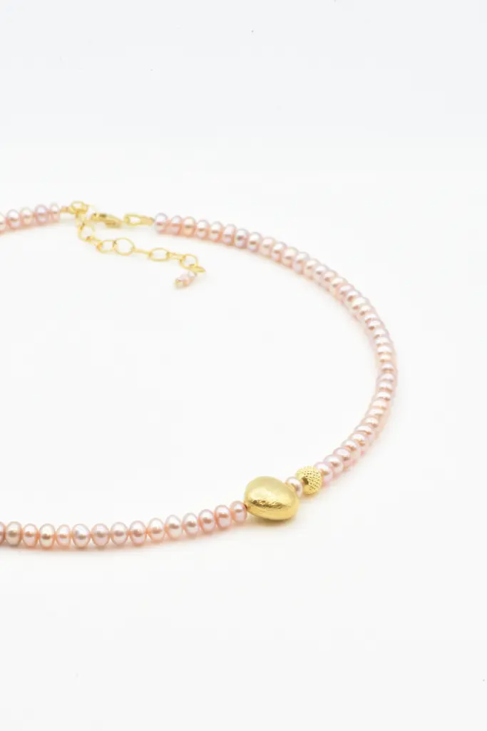 Collier de perle - "HEART" rose