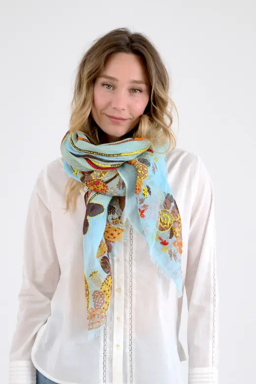 Foulard "AZUR" ciel - "STORIATIPIC"