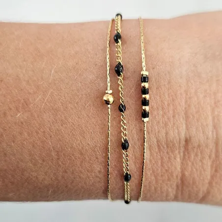 [ABR1_NOIR] Bracelet LITCHI - "ANNA" noir