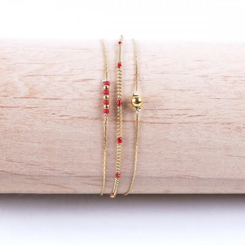 Bracelet LITCHI - "ANNA" rouge