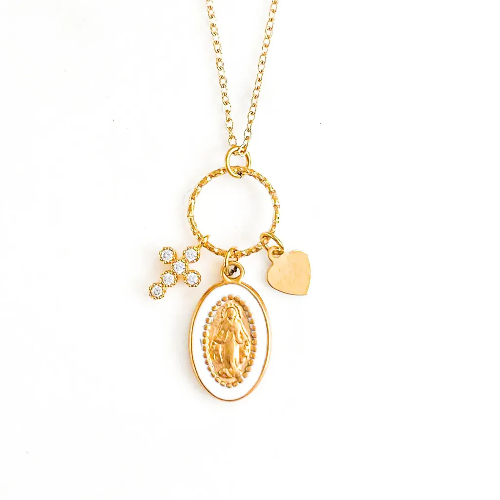 Collier LITCHI - "Grappe Marie" blanc