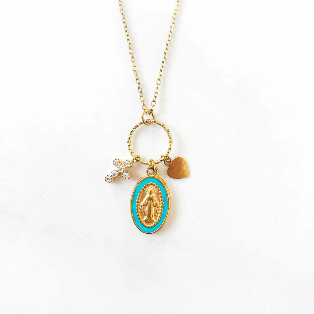 Collier LITCHI - "Grappe Marie" turquoise