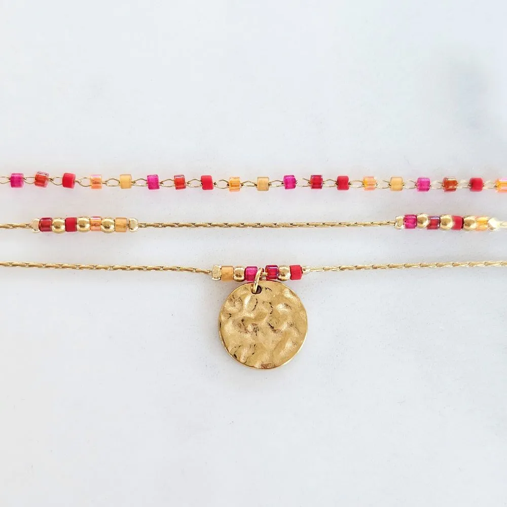 Bracelet LITCHI - "MIYUKI" rouge