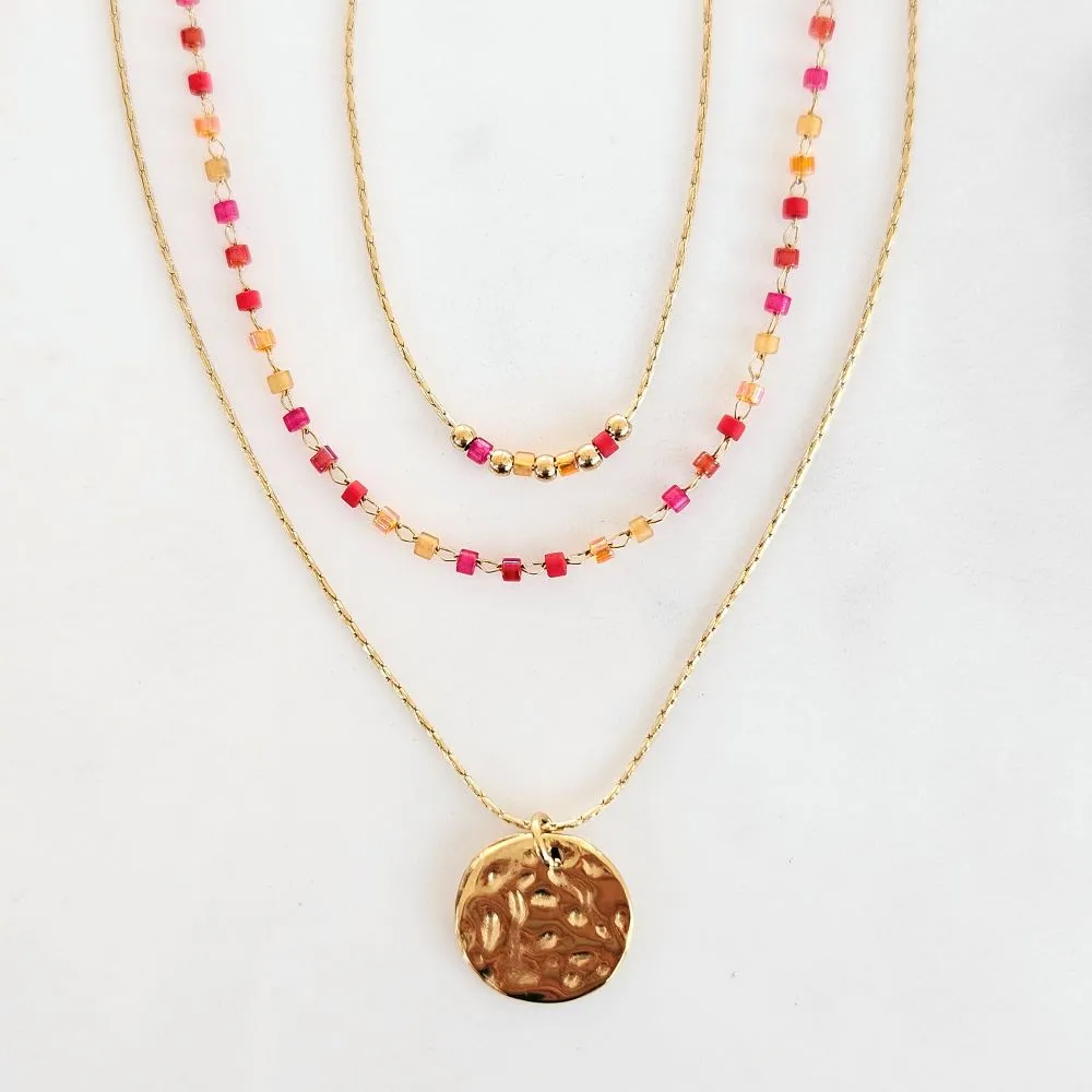 Collier LITCHI - "MIYUKI"  rouge