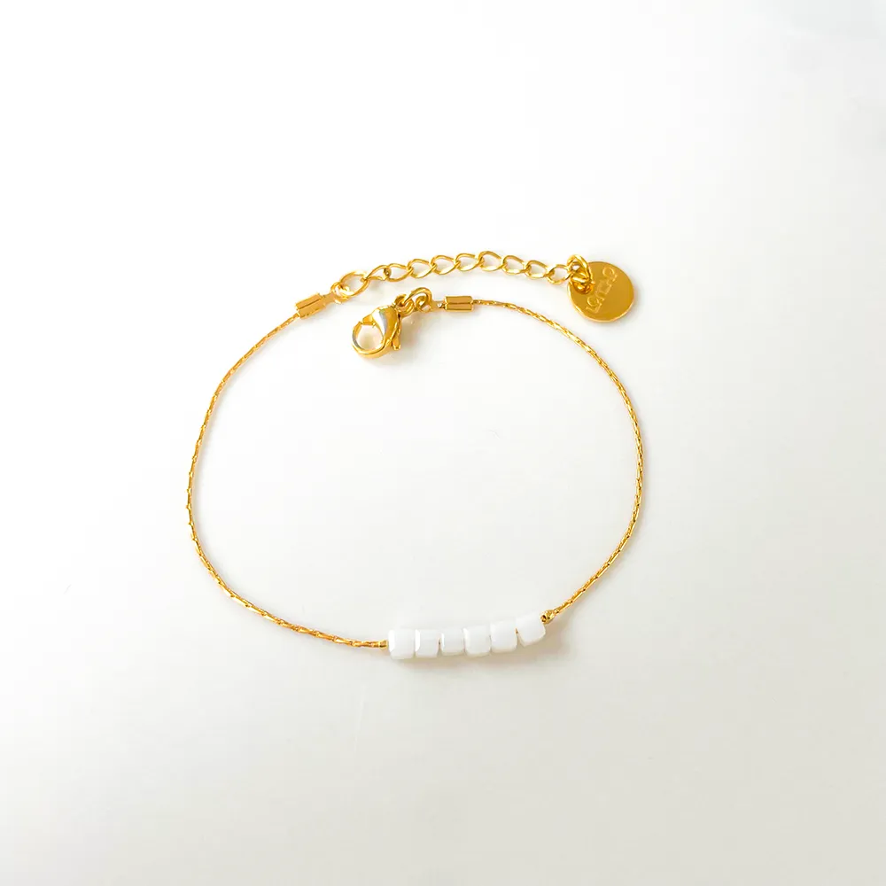 Bracelet LITCHI - "SIMPLY SQUARE" blanc