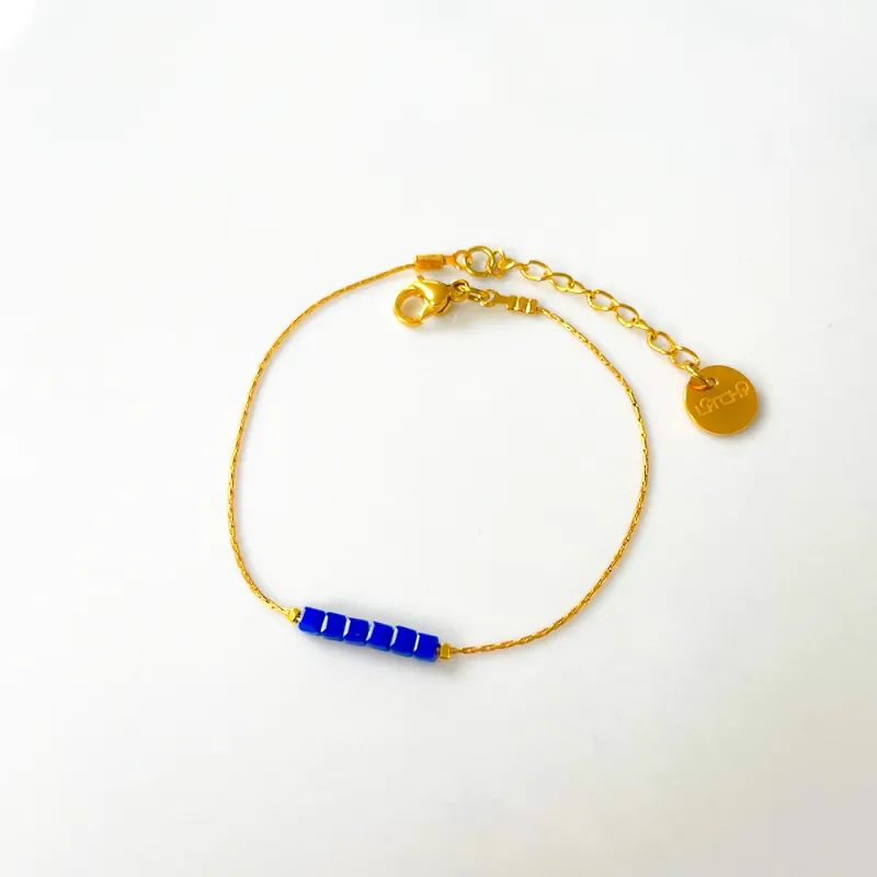 Bracelet LITCHI - "SIMPLY SQUARE" bleu