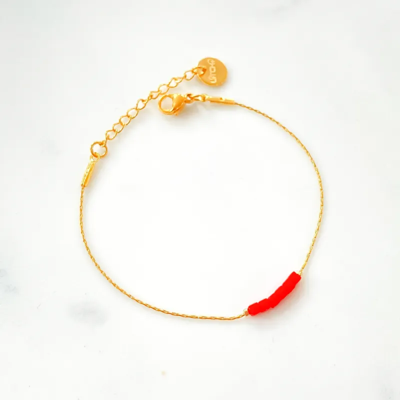 Bracelet LITCHI - "SIMPLY SQUARE" rouge