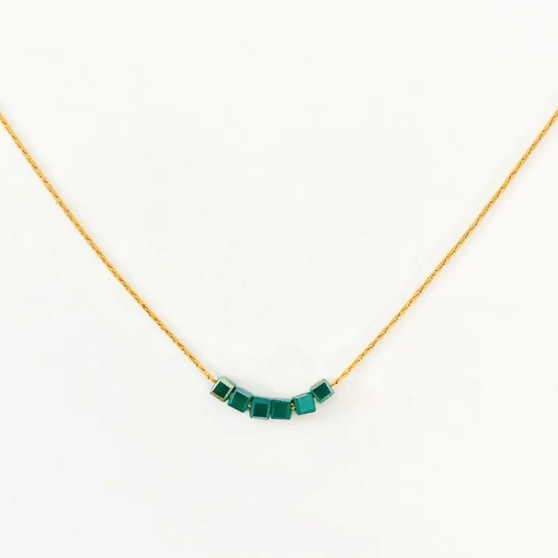 Collier LITCHI - "SIMPLY SQUARE" aqua
