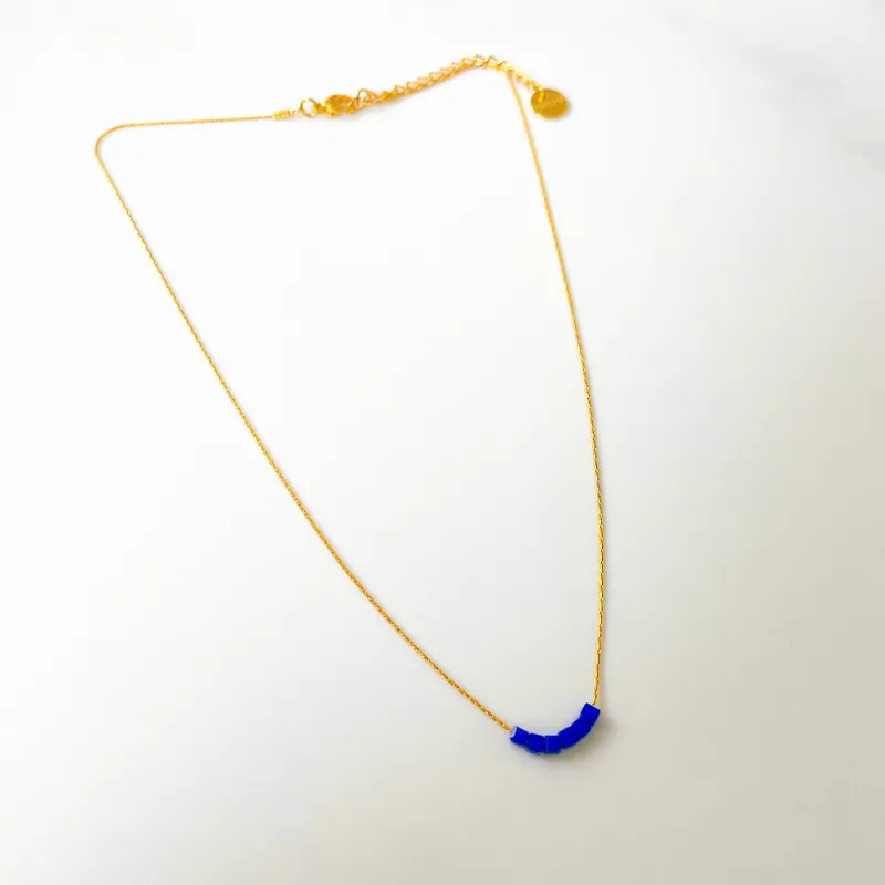 Collier LITCHI - "SIMPLY SQUARE" bleu