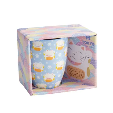 Mug kawaïï Lucky cat blue