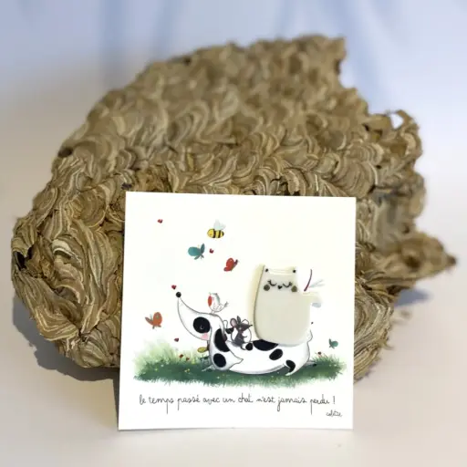 Broche "ACCROCHE-COEUR" - Le temps avec un chat