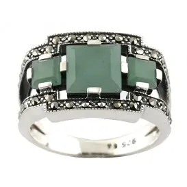 Bague "ART-DECO" - Jade verte 002