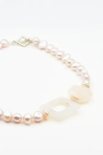 Collier de perle - "Géométrie" quartz