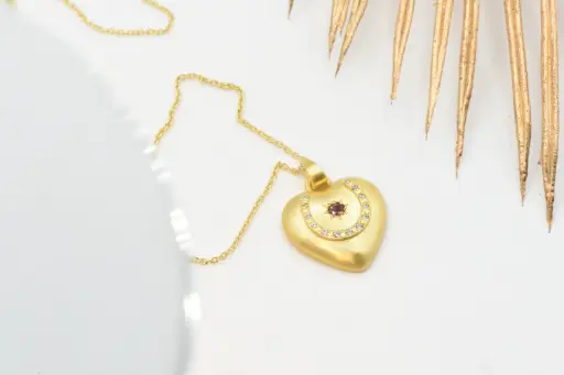 Pendentif sur chaîne DIAPERIS - "Jenny" rose