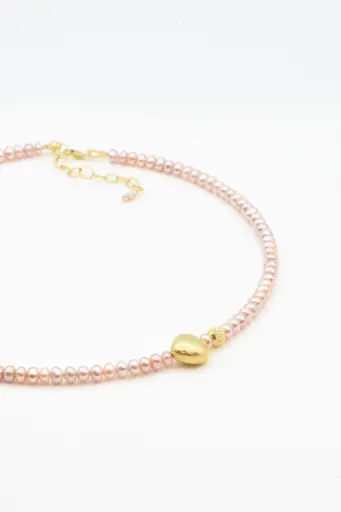 Collier de perle - "HEART" rose