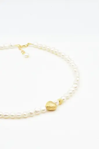 Collier de perle - "HEART" white